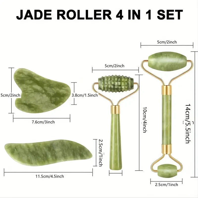 RollPro | Set di Rulli per Viso in Giada Gua Sha (4PCS)