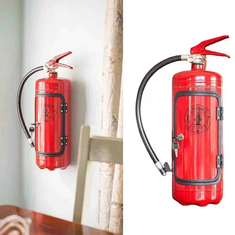Rangement de Bouteilles Caché dans un Design d’Extincteur