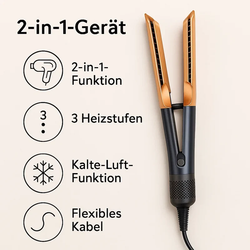 Föhn e piastra in 1 | 2 in 1 Styler per capelli | Volyra