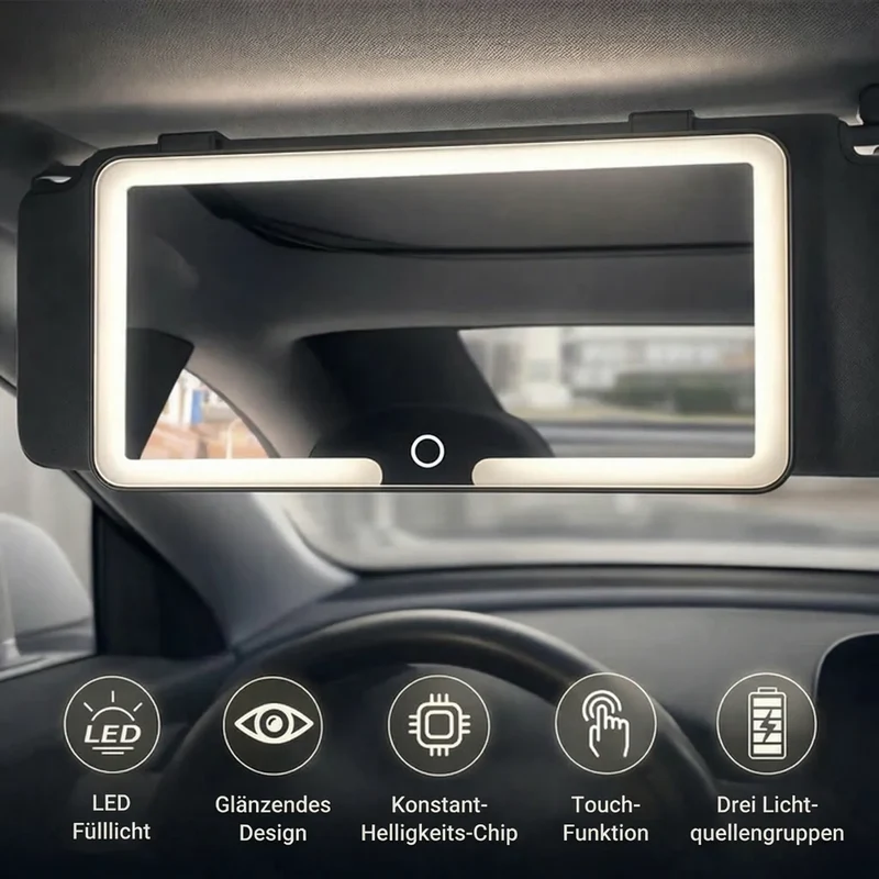 Specchio per trucco con luce per auto | Specchio cosmetico illuminato | GlowVisor