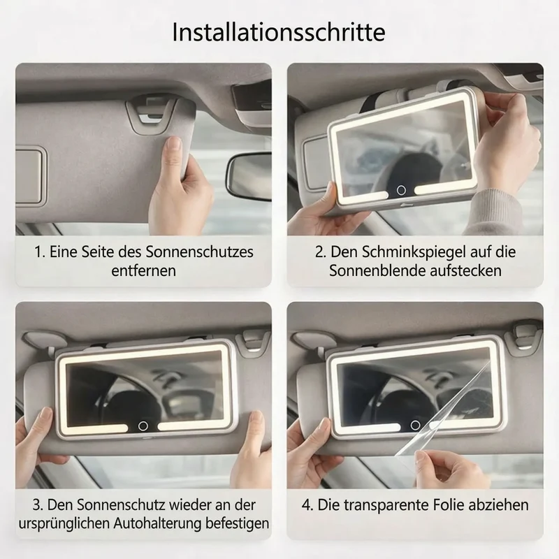 Specchio per trucco con luce per auto | Specchio cosmetico illuminato | GlowVisor