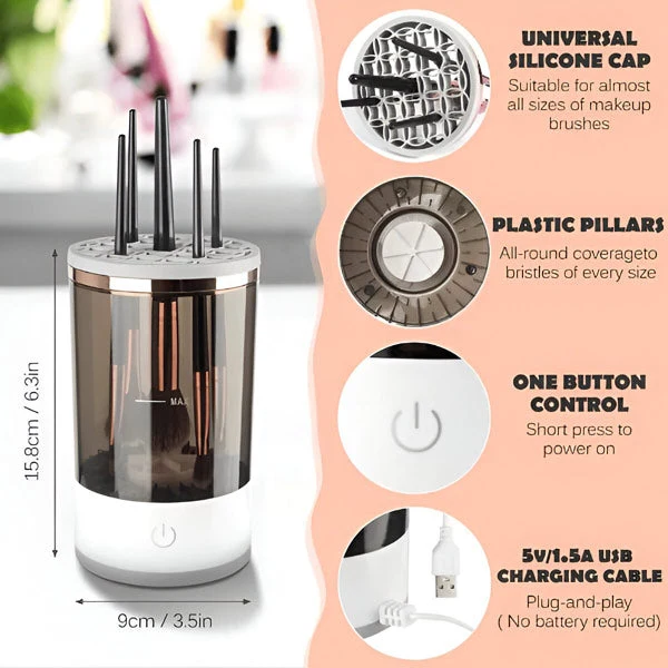 Pulitore per Pennelli | Pulire Pennelli Make Up | Pulitore Elettrico per Pennelli | PinselClean