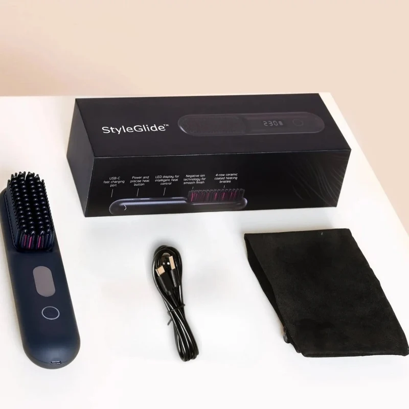 Spazzola lisciatrice & Spazzola per capelli elettrica | Piastra per capelli senza fili per capelli lisci | StyleGlide