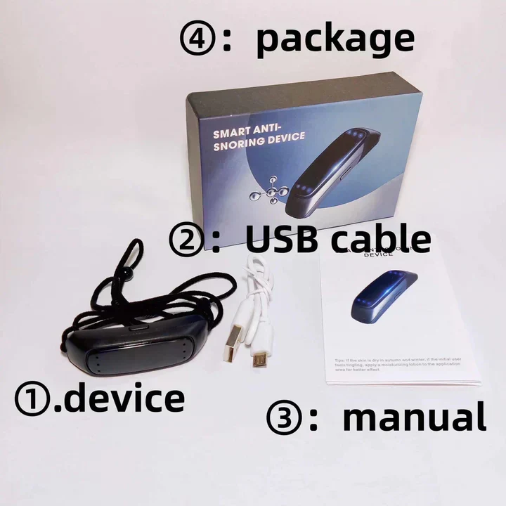 Dispositivo Smart Anti Ronzio EMS Pulse Stop Snore Portatile Comodo Sonno Bene Stop Snore Cura della Salute Aiuto per Apnea del Sonno USB