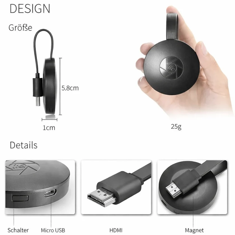 Miracast | Adattatore HD Mirror senza fili | AirPlay & DLNA | CastView Pro