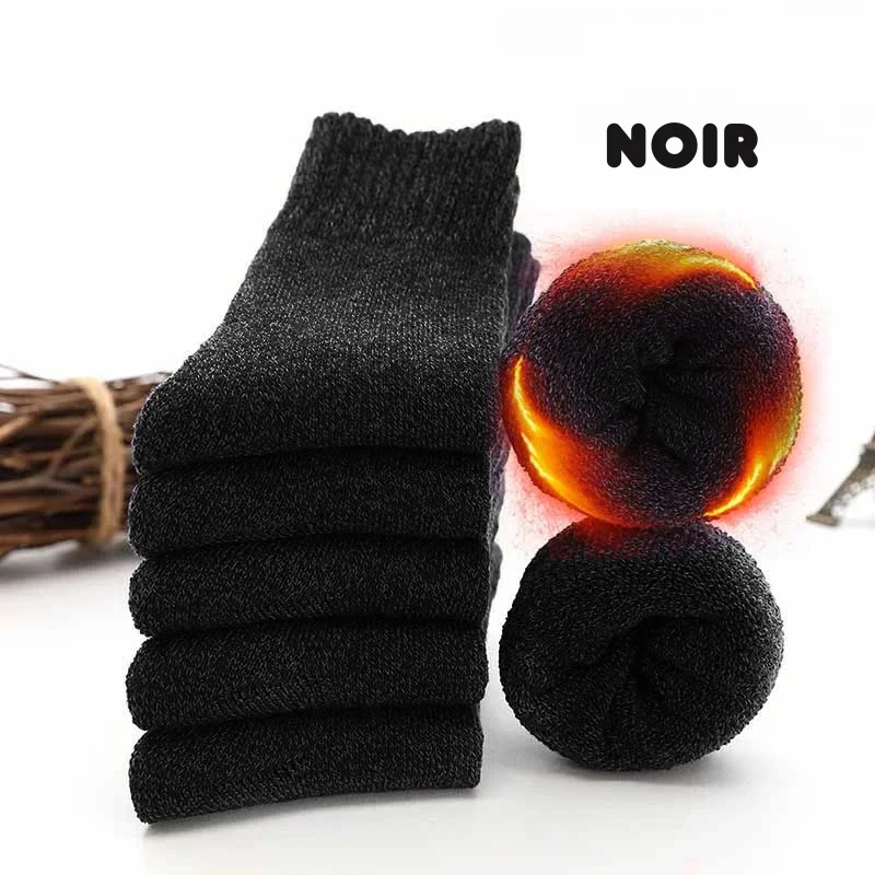 5 Paires de Chaussettes en laine mérinos Chaudes et confortables