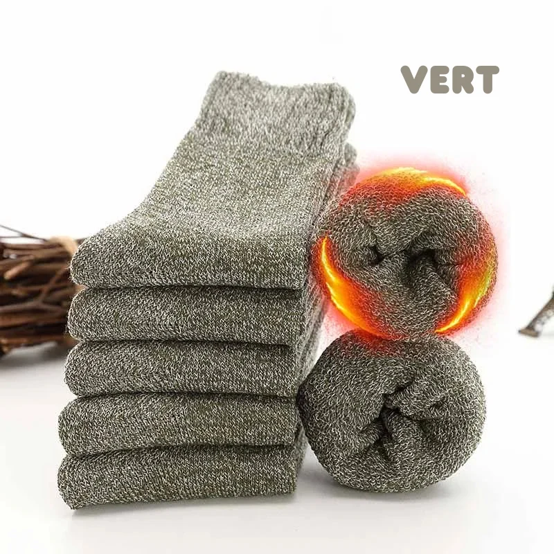 5 Paires de Chaussettes en laine mérinos Chaudes et confortables