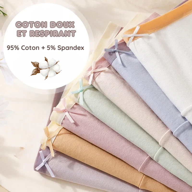 Lot de 7 Culottes en Coton respirant avec petit noeud