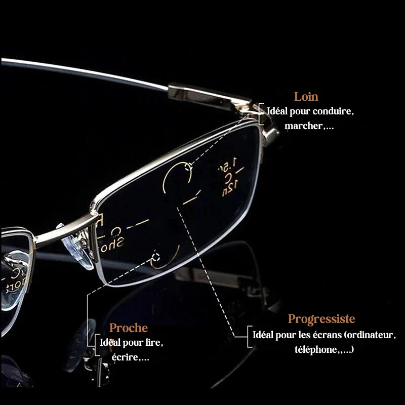 Lunettes mixtes progressives à branches flexibles