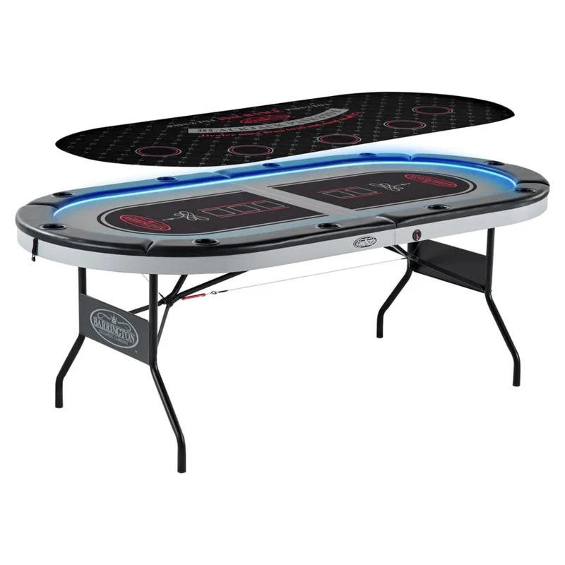 BARRINGTON BILLIARDS COMPANY - Table de Poker à 10 Joueurs avec Éclairage DEL *Boite Ouverte*