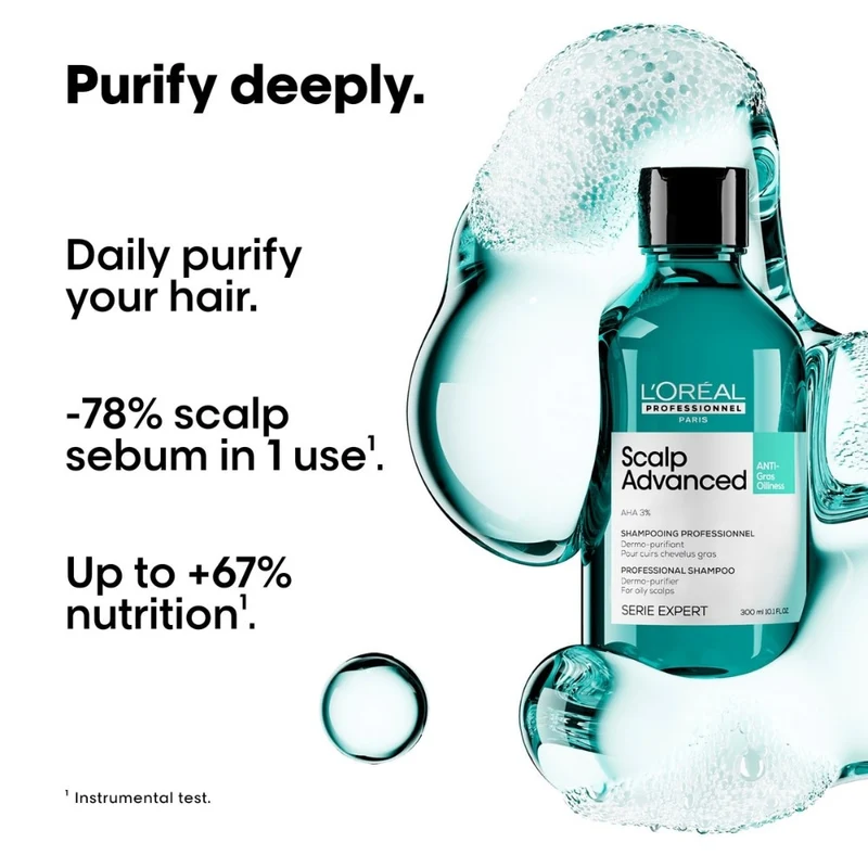 Shampoing dermo-purifiant anti-gras "Serie Expert Scalp Advanced Anti-Oilness" - Pour cuir chevelu gras