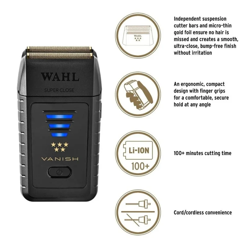 Rasoir avec ou sans fil batterie lithium-ion "5 Star Series Vanish Shaver" 100 minutes d'autonomie