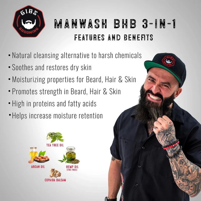 Savon à barbe, cheveux et corps "Man Wash BHB"
