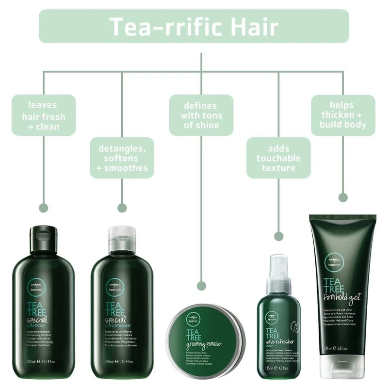 Gel coiffant "Tea Tree Firm Hold Gel" - Tenue et brillance maximum
