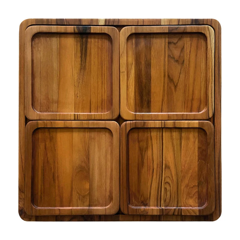 TEAK HAUS - Ensemble 5 Pièces de Service en Bois de Teck