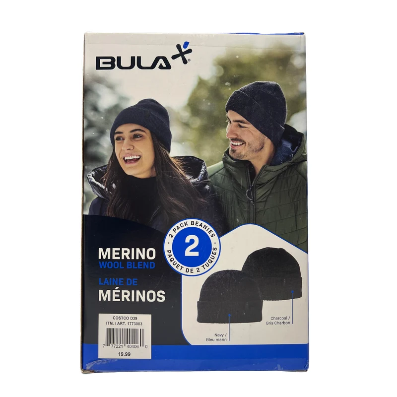 BULA - Paquet de 2 Tuques en Laine de Mérinos