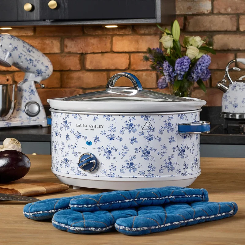 Laura Ashley 6.5L Electric 300 Watt Stainless Steel Slow Cooker China Rose