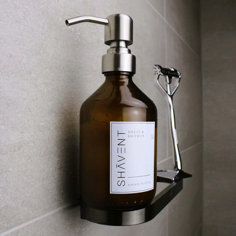 SHAVENT Rasiergel Spender - Glasflasche mit Pumpspender