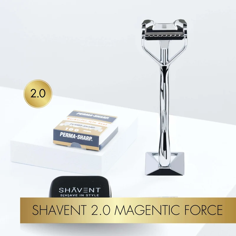 SHAVENT Original 2.0 starke Haare Set mit Perma Sharp Klingen - für Gesicht und Kopfrasur