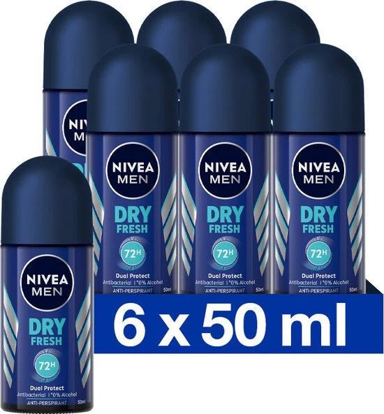 NIVEA MEN Dry Fresh Roller - 6 x 50ml