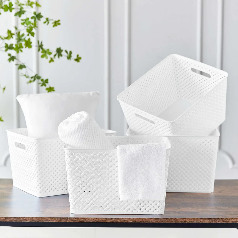 Ensemble de 4 Bacs en Tressage de Panier