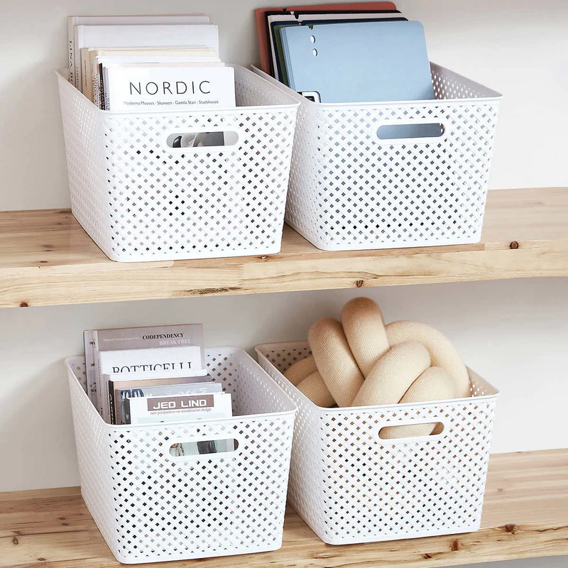 Ensemble de 4 Bacs en Tressage de Panier