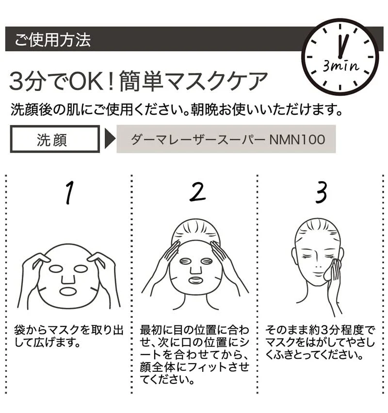 QUALITY 1st Dermalaser Super NMN 100 Mask 7sheets