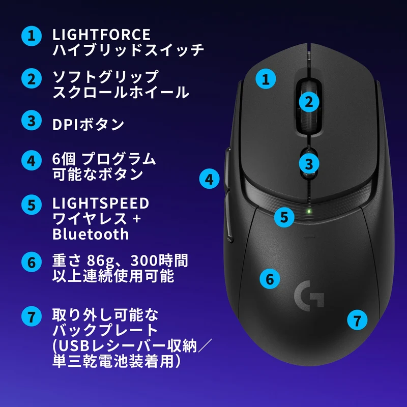 Logicool G309 LIGHTSPEED Wireless Gaming Mouse Black 6 Buttons HERO 25K Sensor
