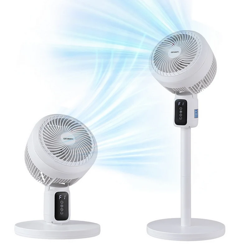 Devanti Pedestal Fan with Remote 3 Speed 12H Timer Height Adjustable Cooling Fan