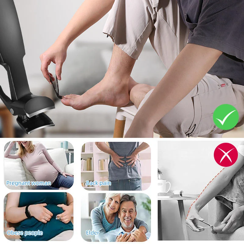 SafeClipper - Set di Forbici per Unghie Ergonomico con Manico Sicuro in Acciaio Inossidabile