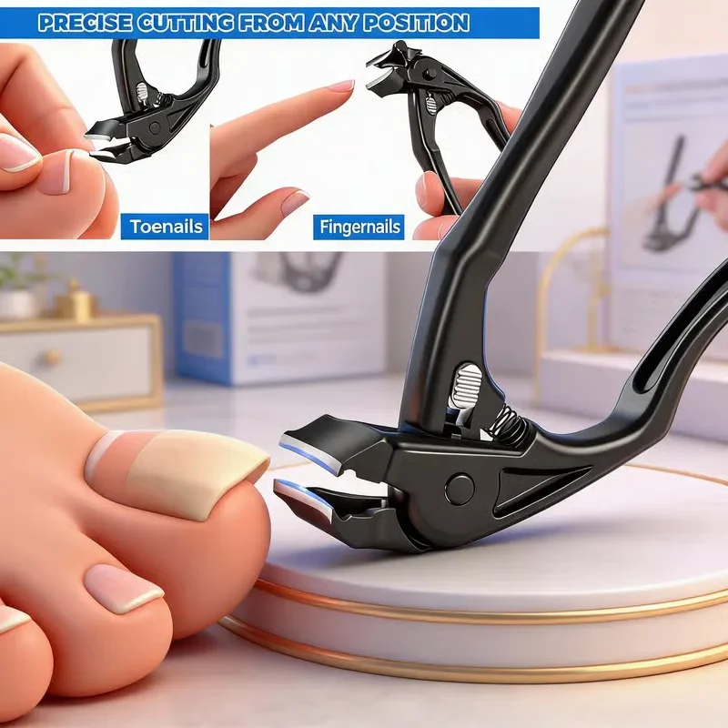 SafeClipper - Set di Forbici per Unghie Ergonomico con Manico Sicuro in Acciaio Inossidabile