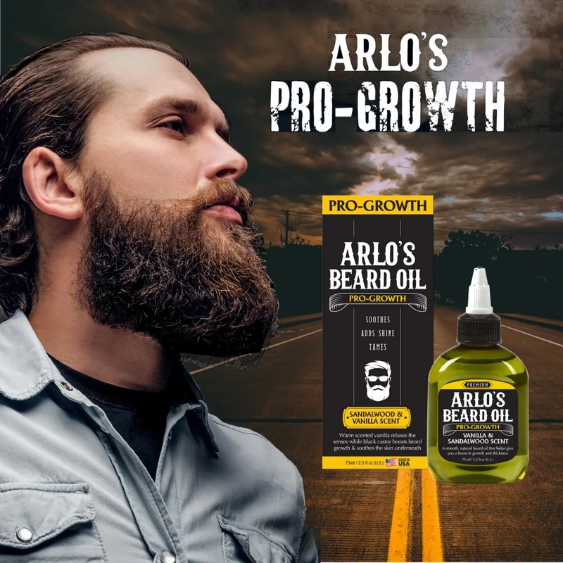Huile à barbe "Pro-Growth" parfum de bois de santal et vanille (75ml/2.5oz)
