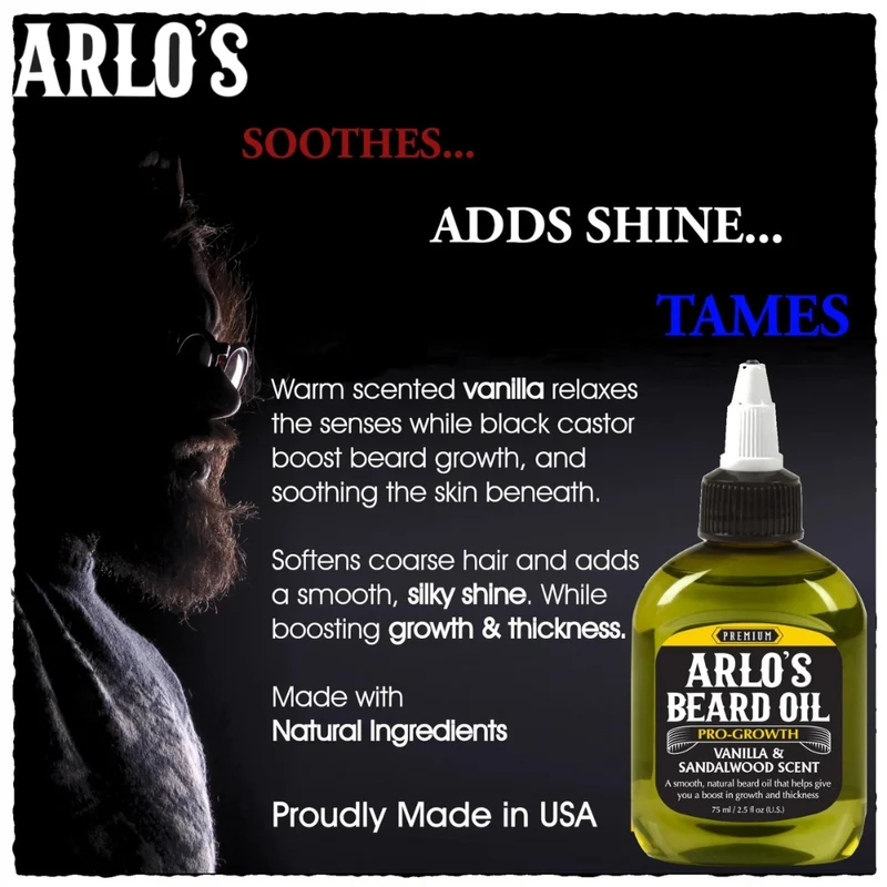 Huile à barbe "Pro-Growth" parfum de bois de santal et vanille (75ml/2.5oz)