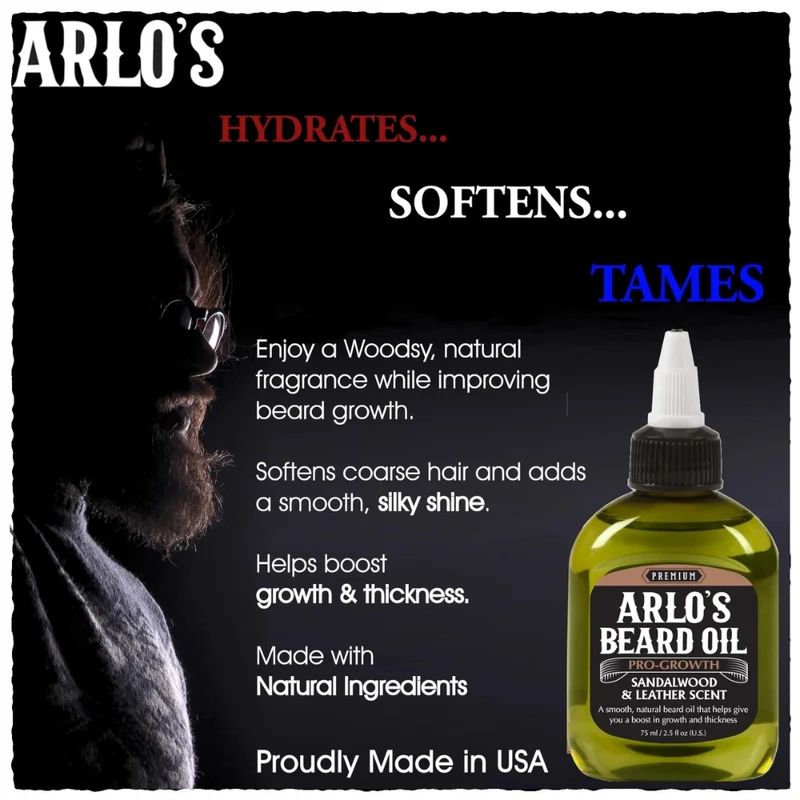 Huile à barbe "Pro-Growth" parfum de bois de santal et cuir (75ml/2.5oz)