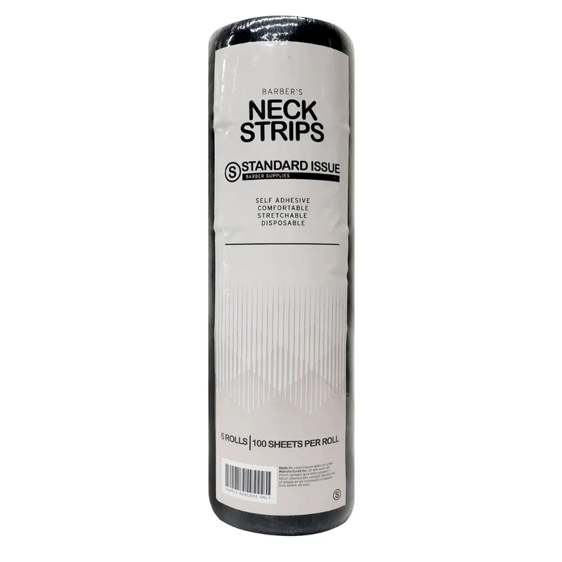 Bandes pour le coup "Barber's Neck Strips" prédécoupées, flexible, auto-adhésives et jetables (5 rouleaux x 100 feuilles) - Noir