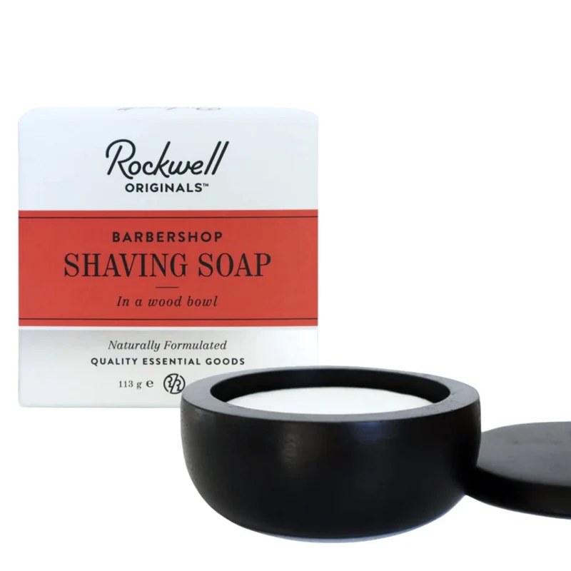 Savon à raser dans un bol en bois noir - Barbershop Scent (113g/4.0oz)