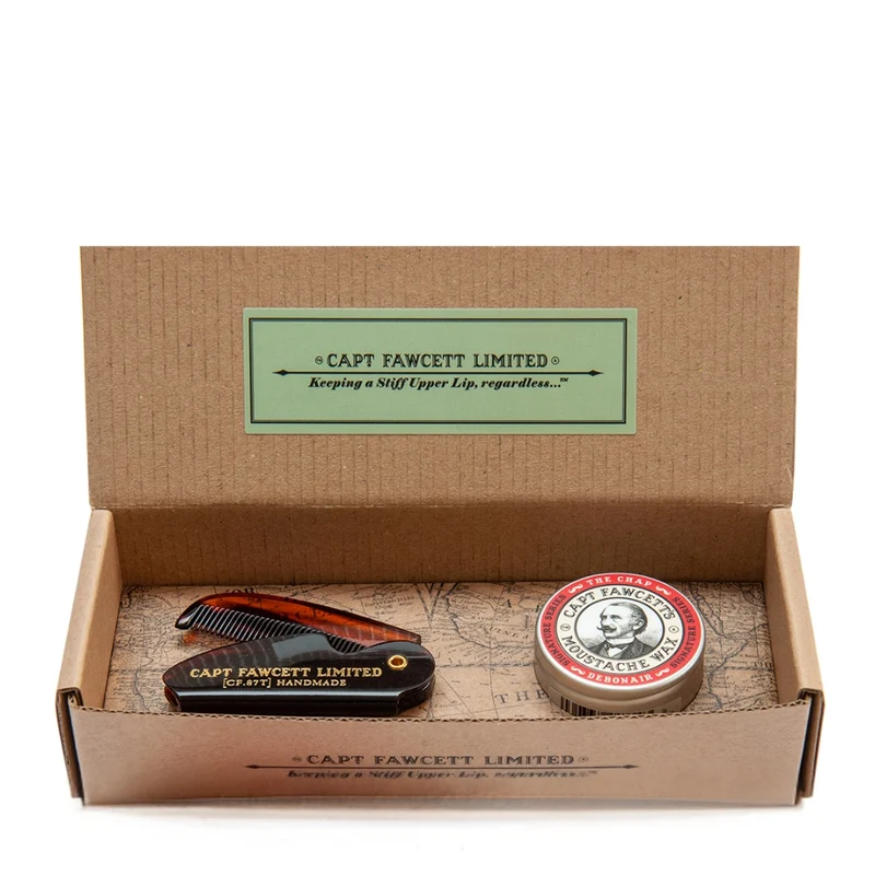 Ensemble cire à moustache "The Chap" et peigne à moustache de poche pliable CF.87T (15ml/0.5oz)