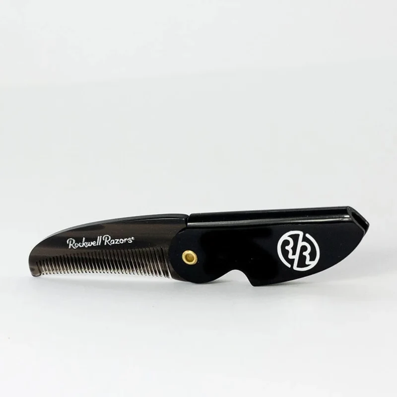 Peigne de poche pliant pour barbe et moustache (117mm/4.6") - Noir