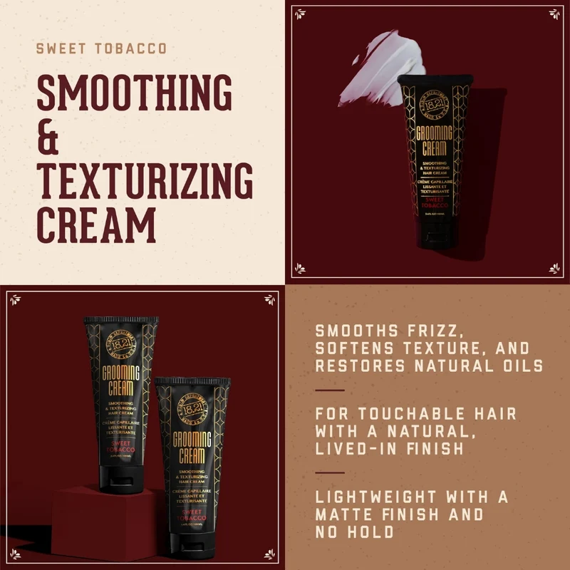 Crème capillaire "Grooming Cream Sweet Tobacco" - Lissante et texturisante (100ml/3.4oz)