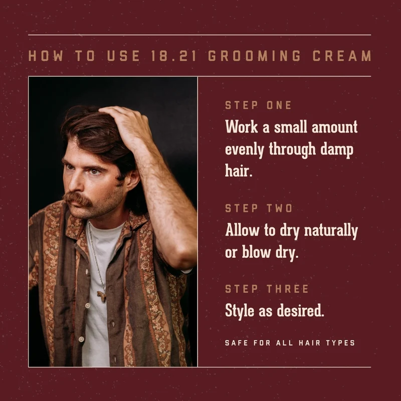 Crème capillaire "Grooming Cream Sweet Tobacco" - Lissante et texturisante (100ml/3.4oz)