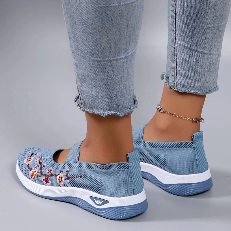 Mocassins en Maille avec Broderie Florale - Printemps