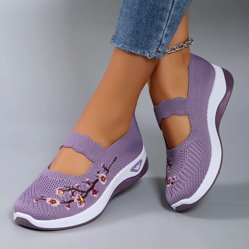Mocassins en Maille avec Broderie Florale - Printemps
