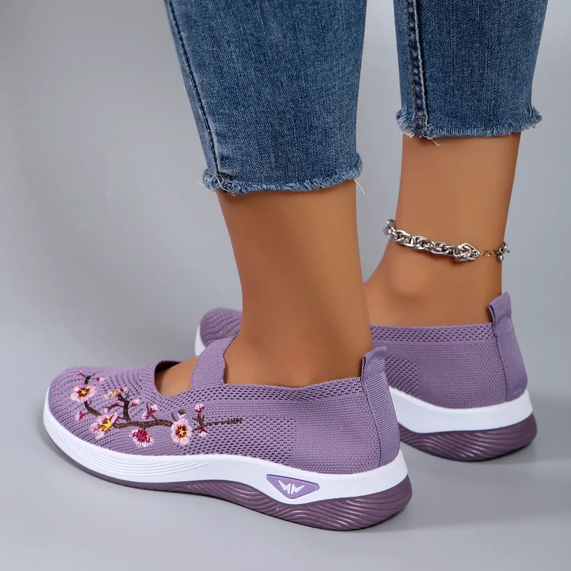 Mocassins en Maille avec Broderie Florale - Printemps
