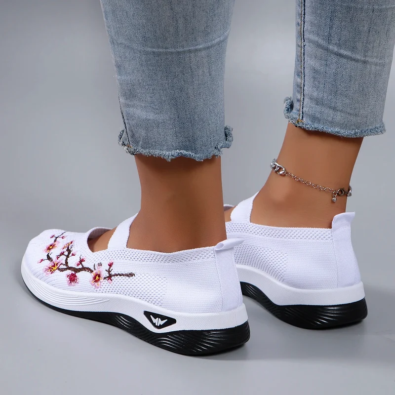 Mocassins en Maille avec Broderie Florale - Printemps