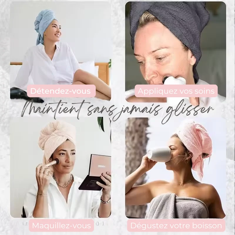 Turban de Bain Super Absorbant avec Bande Élastique - Séchage Express