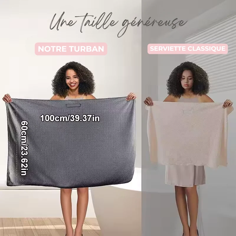 Turban de Bain Super Absorbant avec Bande Élastique - Séchage Express