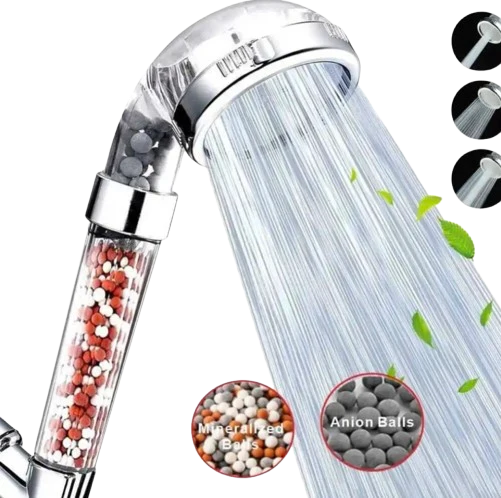 Pommeau de Douche Écologique Haute Pression 3 Jets Relaxants - Recharge Billes OFFERTE
