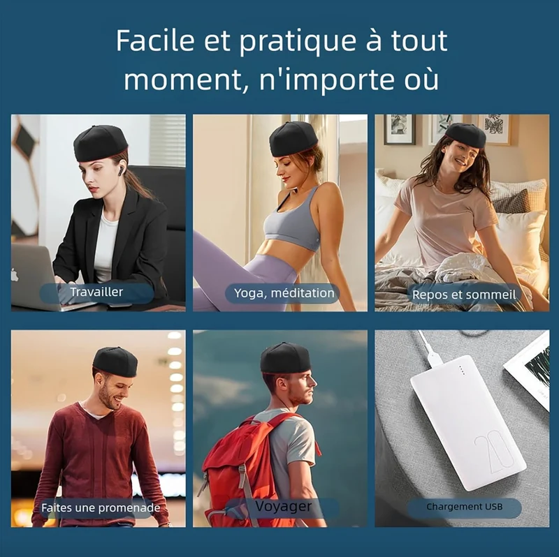 Bonnet de Photothérapie Infrarouge - Anti Perte de cheveux et Favorise la pousse