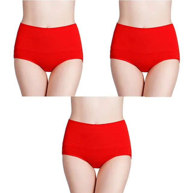 Lot de 3 Culottes Taille Haute en Coton Respirant