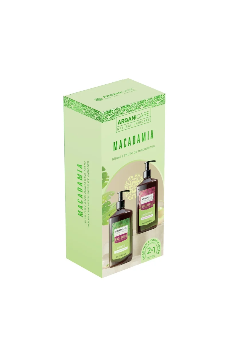 Coffret shampoing & après-shampoing réparation intense - Argan & macadamia - Cheveux secs & abîmés - 5 produits